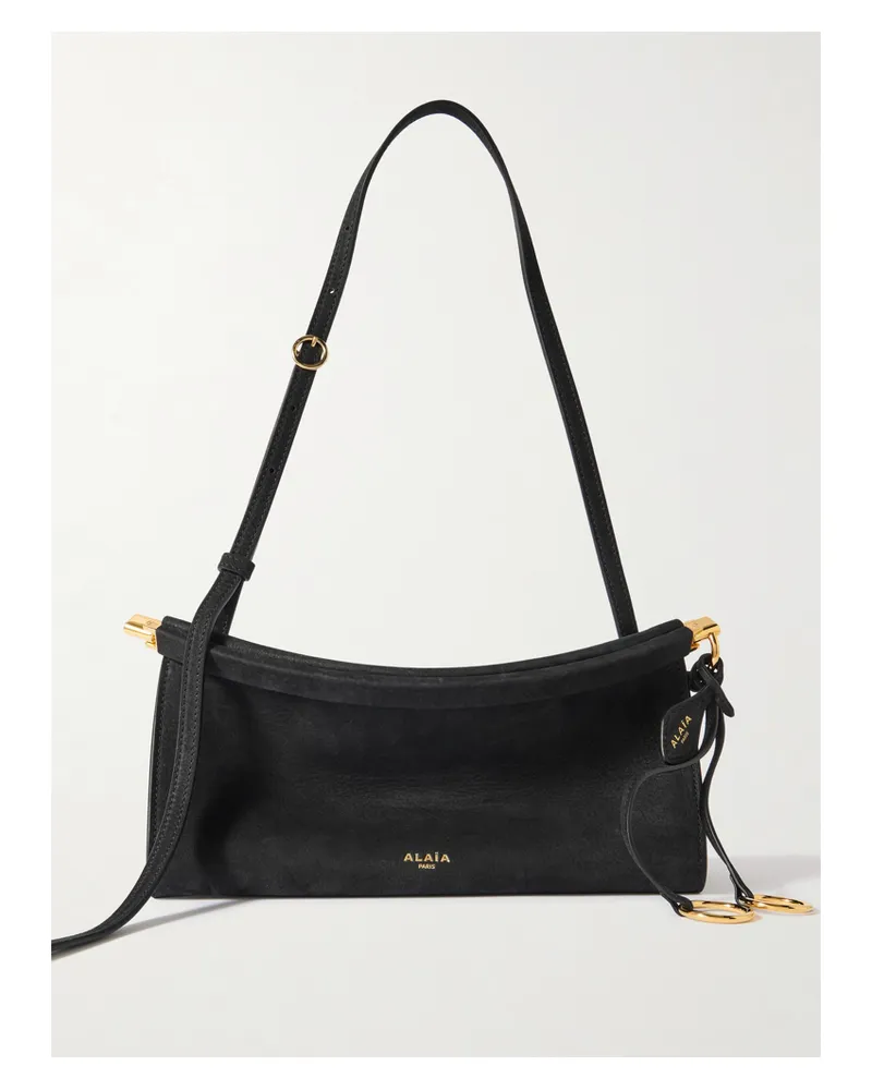 Alaïa Click E/w Small Textured-nubuck Shoulder Bag - Black Black