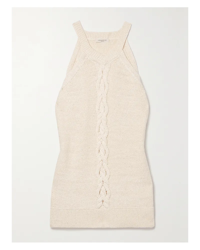 Lafayette148 Tanktop Aus Einer Leinenmischung Mit Zopfstrickdetail Und Pailletten - Wollweiß Wollweiß