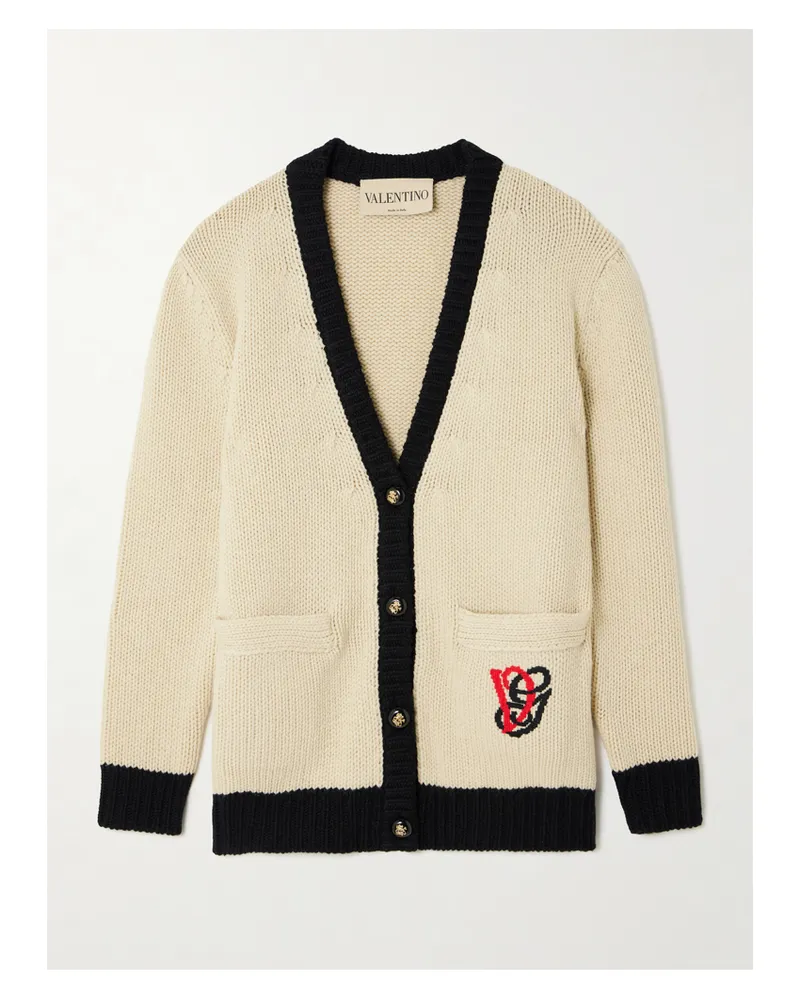 Valentino Garavani Cardigan Aus Wolle Mit Stickerei - Creme Creme