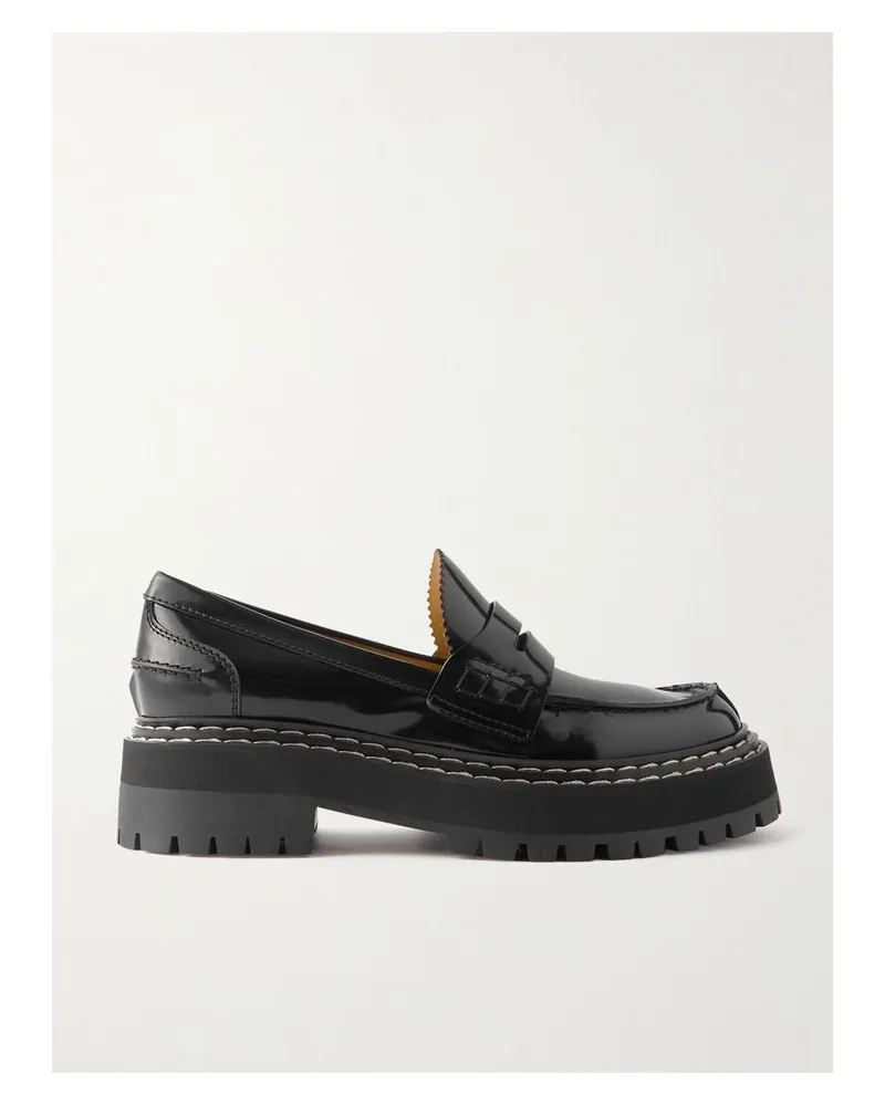 Proenza Schouler Lug Sole Plateau-loafers Aus Glanzleder - Schwarz Schwarz