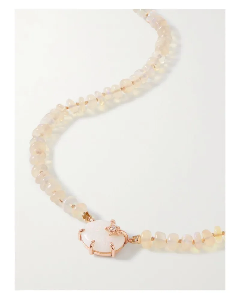 Andrea Fohrman Mini Galaxy Kette Mit Opalen, Diamant Und Details Aus 14 Karat Roségold Gold