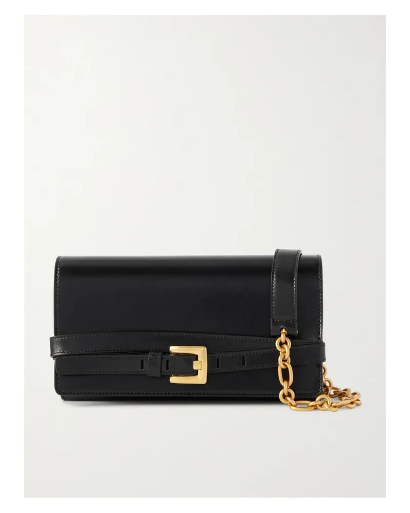 Balmain Shuffle Buckled Leather Shoulder Bag - Black Black