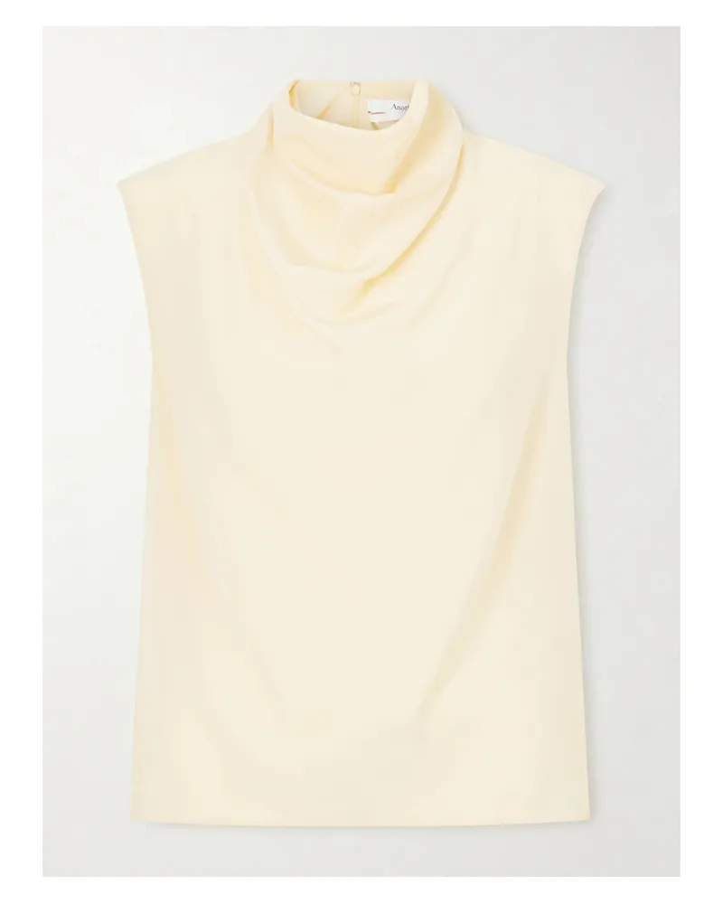 Another Tomorrow Draped Silk-crepe Blouse - Yellow Yellow