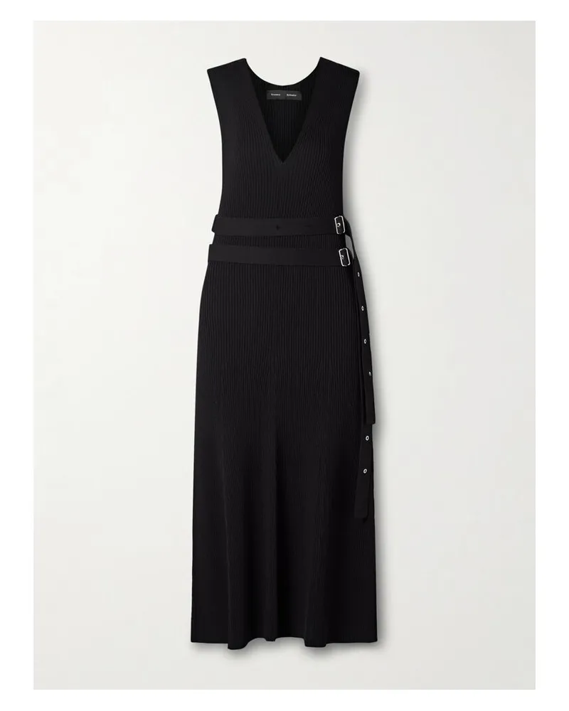 Proenza Schouler Madeline Midikleid Aus Rippstrick Mit Gürteln - Schwarz Schwarz