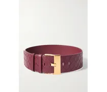 Intrecciato Leather Belt - Burgundy