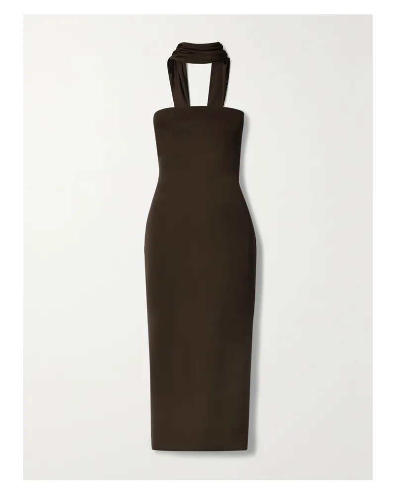 ET OCHS Jackie Midikleid Aus Stretch-jersey Mit Cut-out - Braun Braun