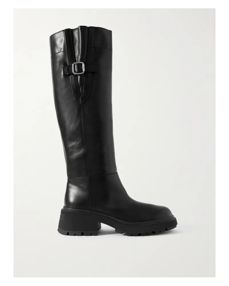 Jimmy Choo Tasmin 70 Buckled Glossed-leather Knee Boots - Black Black