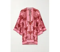 Wild Savannah Shell-embellished Linen Mini Dress - Pink