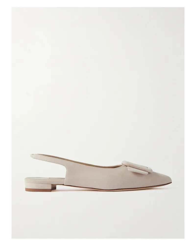 Manolo Blahnik Maylura Flache Slingback-schuhe Aus Veloursleder Mit Schnalle - Neutral Neutral
