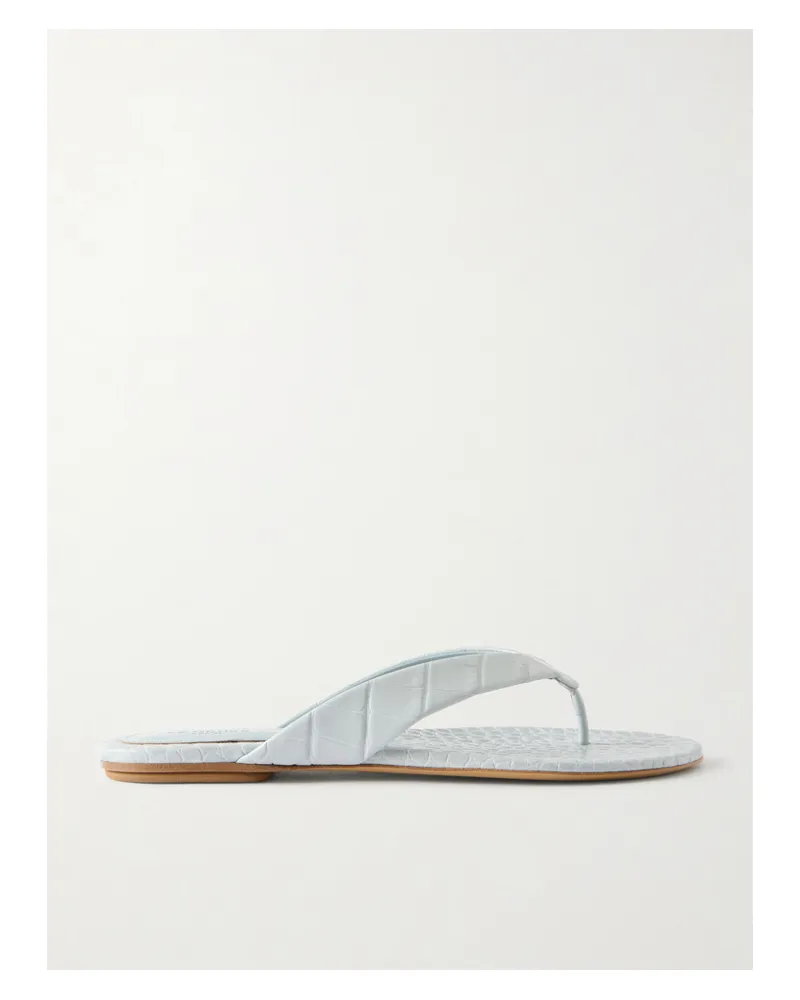 Le Monde Béryl Croc-effect Leather Thong Sandals - Blue Blue