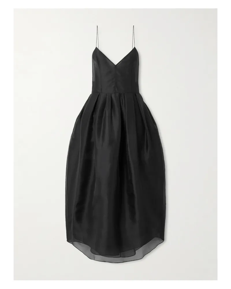 KHAITE Colette Asymmetric Pleated Silk-organza Gown - Black Black