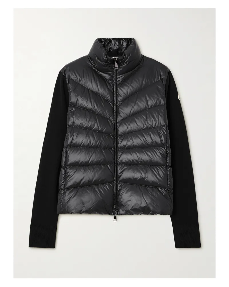 Moncler Wool And Shell Quilted Down Jacket - Black Black