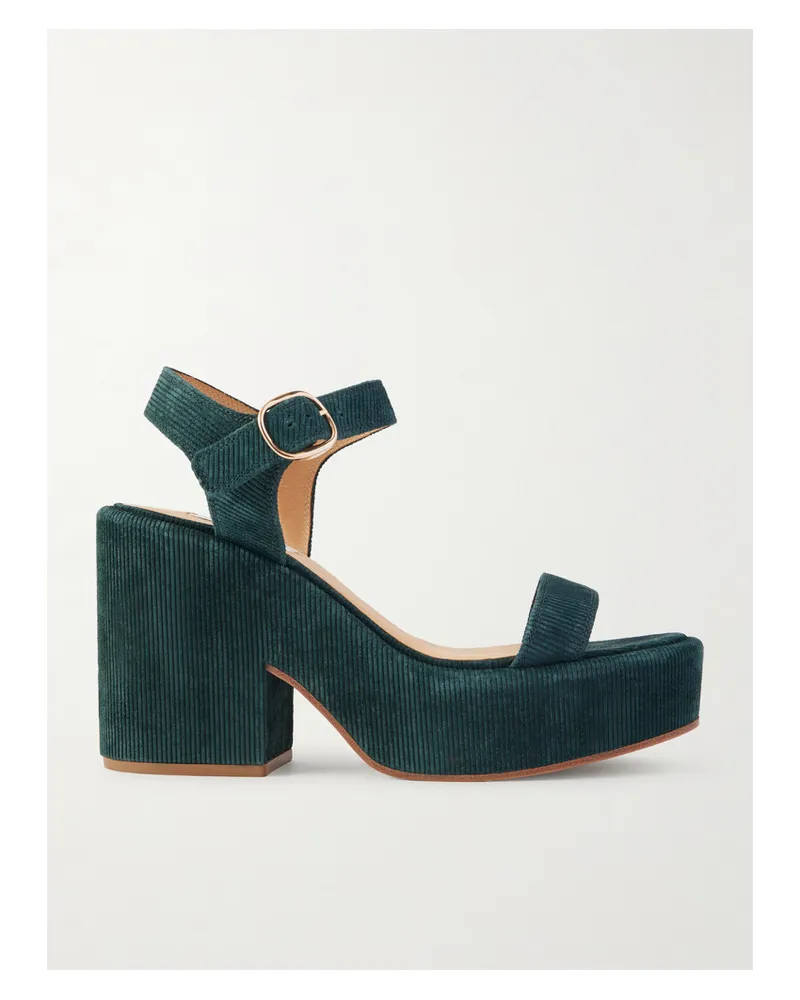 Gabriela Hearst Iman Ribbed Suede Sandals - Green Green