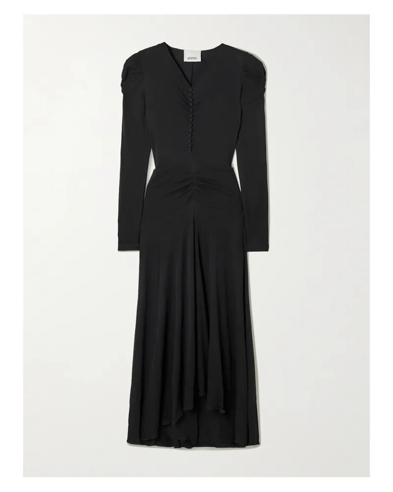 Isabel Marant Nejma Asymmetrisches Midikleid Aus Stretch-jersey Mit Raffungen - Schwarz Schwarz