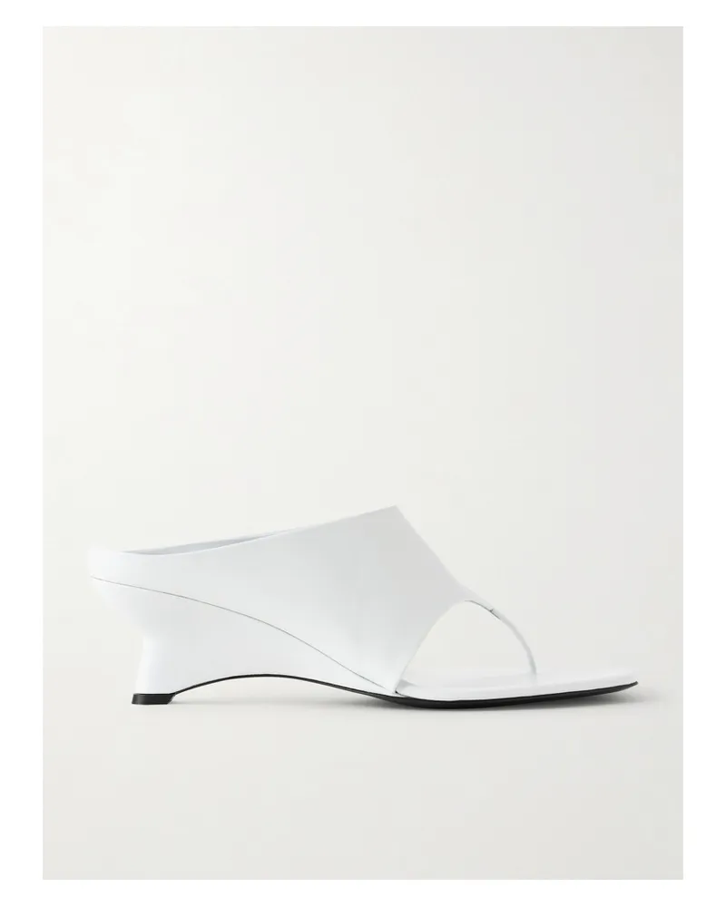 KHAITE Marlow Leather Wedge Mules - White White