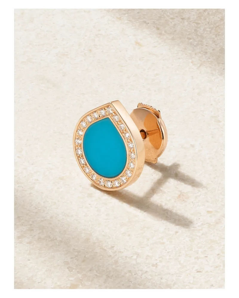 Repossi Antifer 18-karat Rose Gold, Turquoise And Diamond Single Earring - Blue Blue