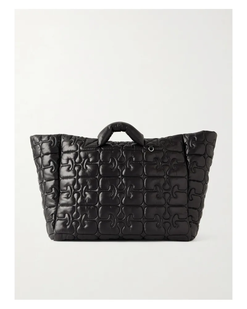 Ganni Re-tech Xxl Quilted Recycled-shell Tote Bag - Black Black
