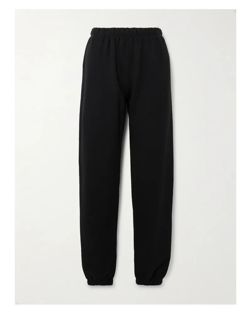 ÉTERNE Cotton And Modal-blend Jersey Tapered Track Pants - Black Black