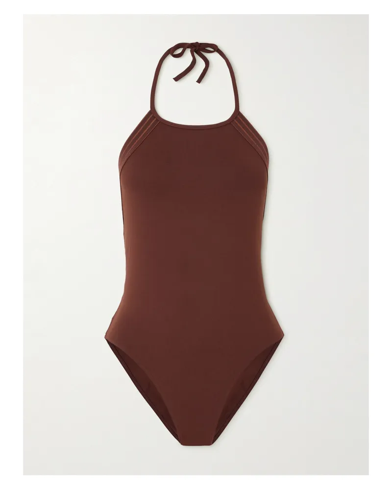 Eres Evening Numero Neckholder-badeanzug Mit Metallic-streifen - Braun Braun