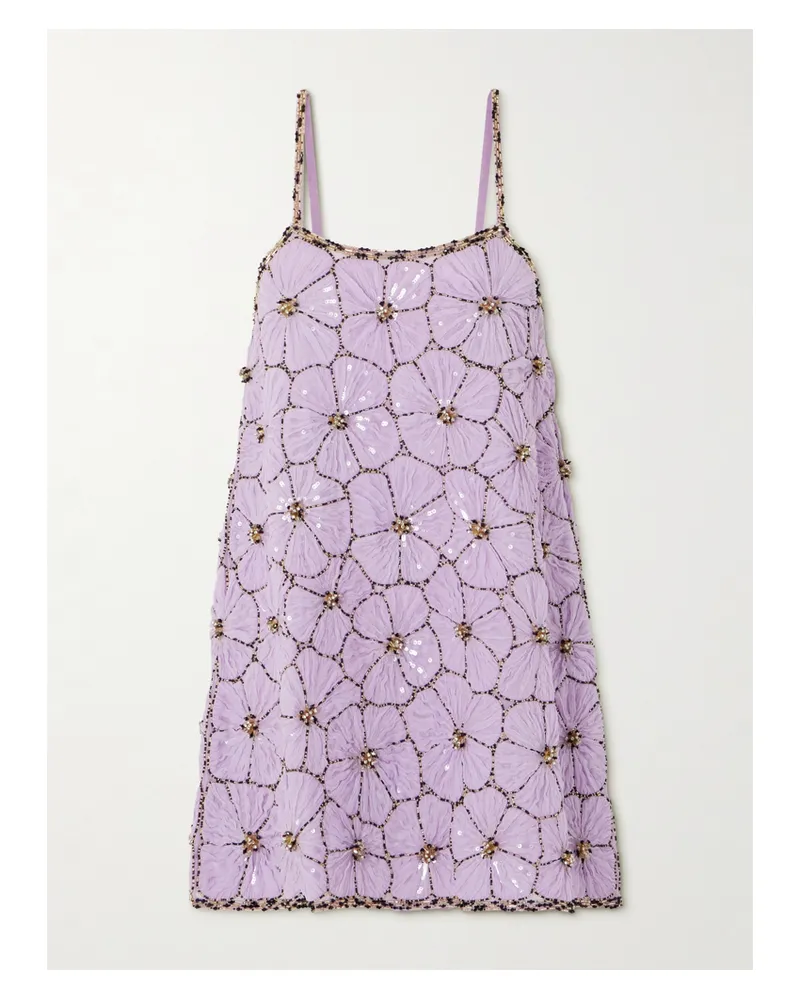 La DoubleJ Sedgewick Minikleid Aus Crêpe De Chine Mit Verzierungen - Lila Lila