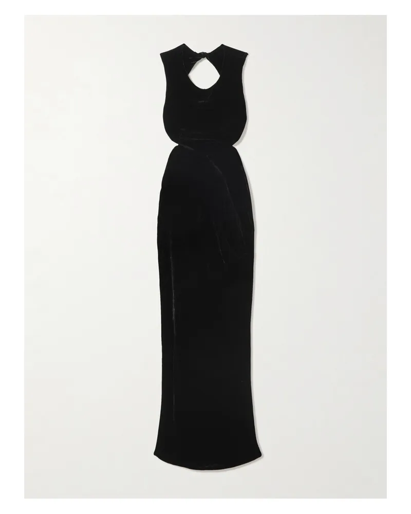 Rick Owens Rückenfreie Robe Aus Samt Mit Cut-outs Und Twist-detail - Schwarz Schwarz