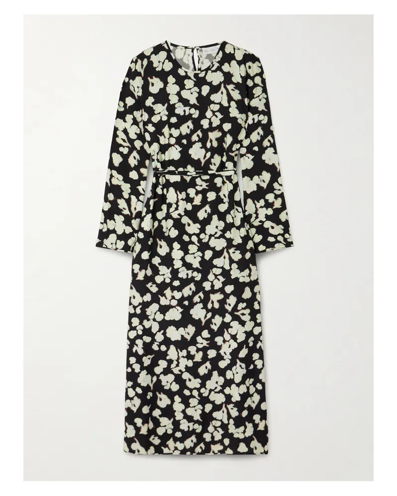 Proenza Schouler Waverly Floral-print Belted Jersey Maxi Dress - Black Black
