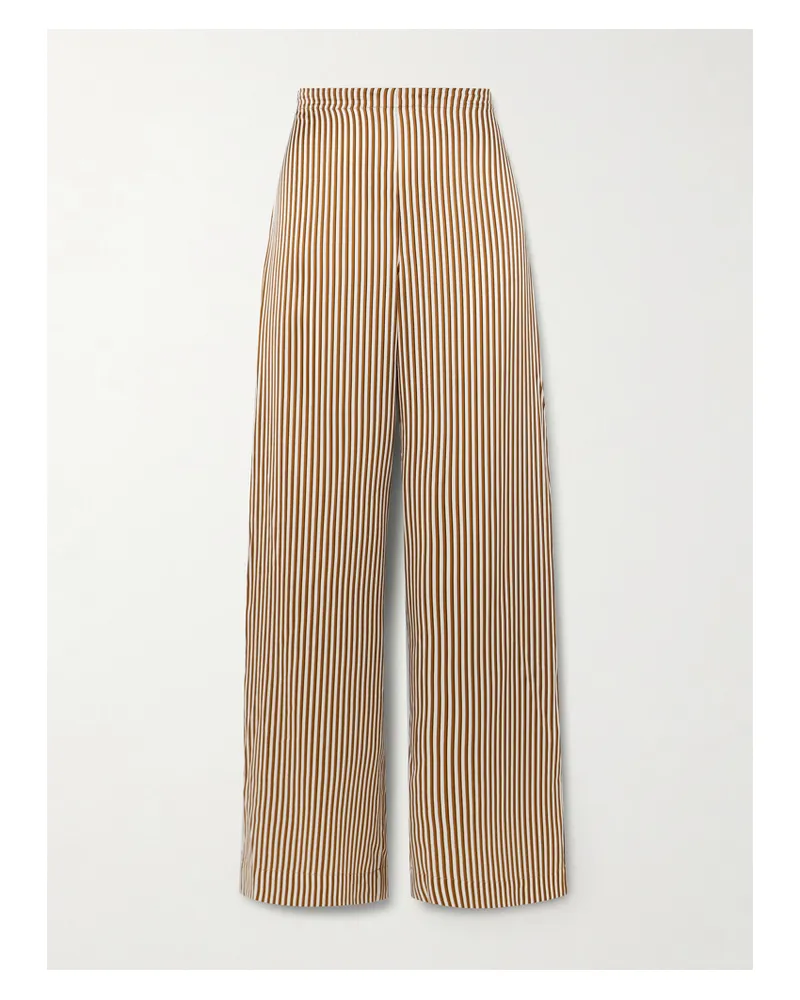 Frame Denim Ritz Paris Hose Mit Weitem Bein Aus Gestreiftem Seidensatin - Braun Braun