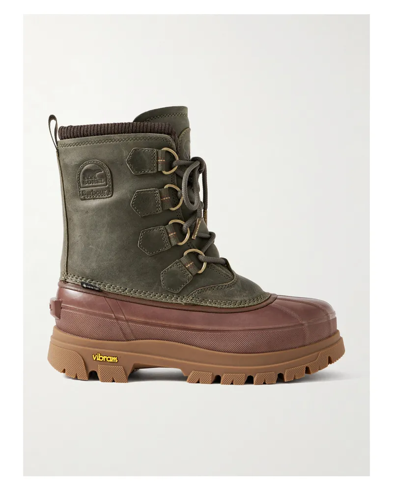Sorel Barbour Caribou Horizon™ Rubber-trimmed Leather And Gore-tex Boots - Green Green