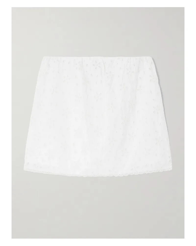 Posse Salma Broderie Anglaise Cotton Mini Skirt - White White