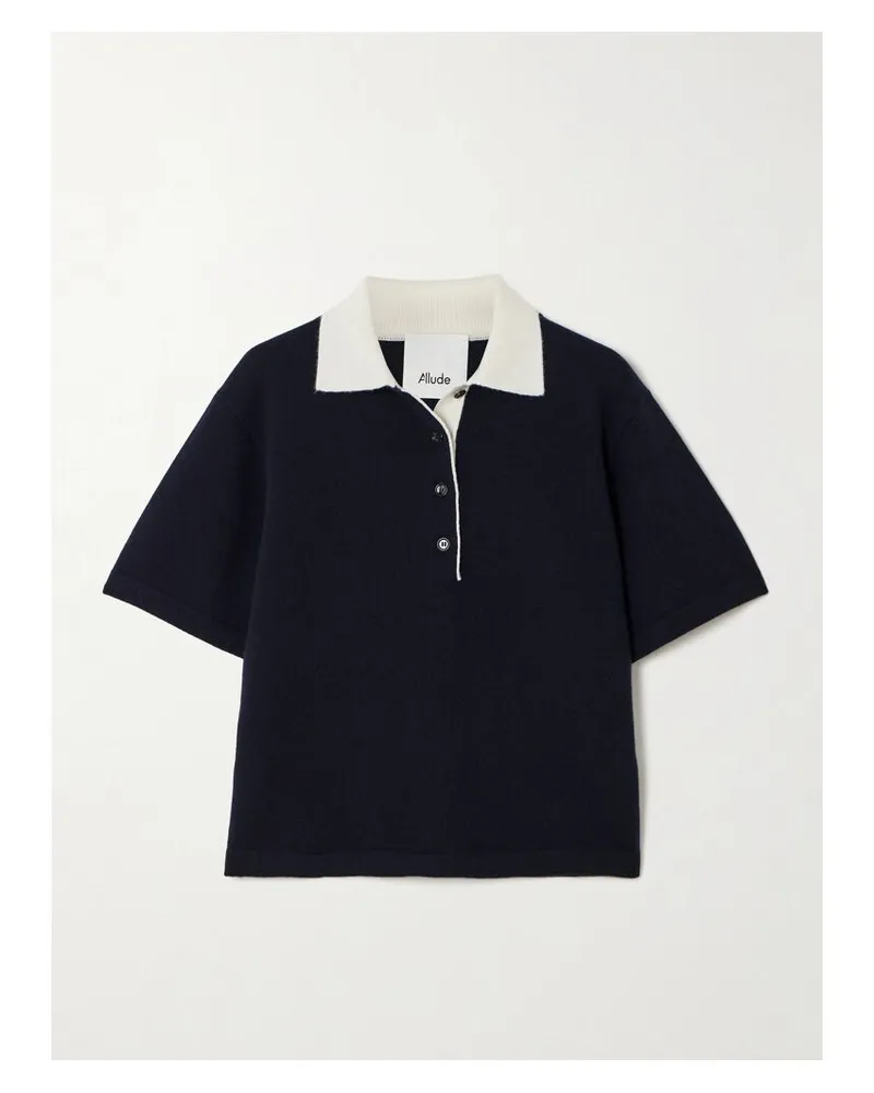 ALLUDE Zweifarbiges Polohemd Aus Kaschmir - Blau Blau