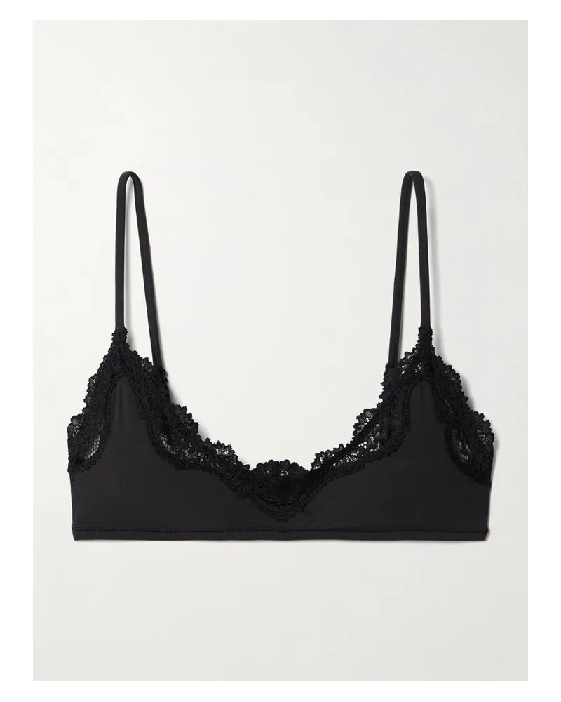 SKIMS Fits Everybody Lace Scoop Bralette – Onyx – Soft-bh - Schwarz Schwarz