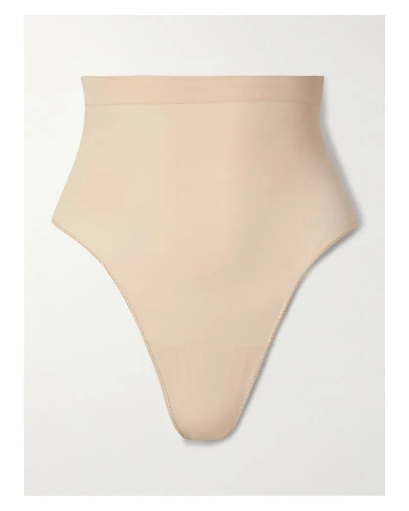 SKIMS Seamless Sculpt High-waisted Thong – Sand – Hoch Sitzender String - Neutral Neutral
