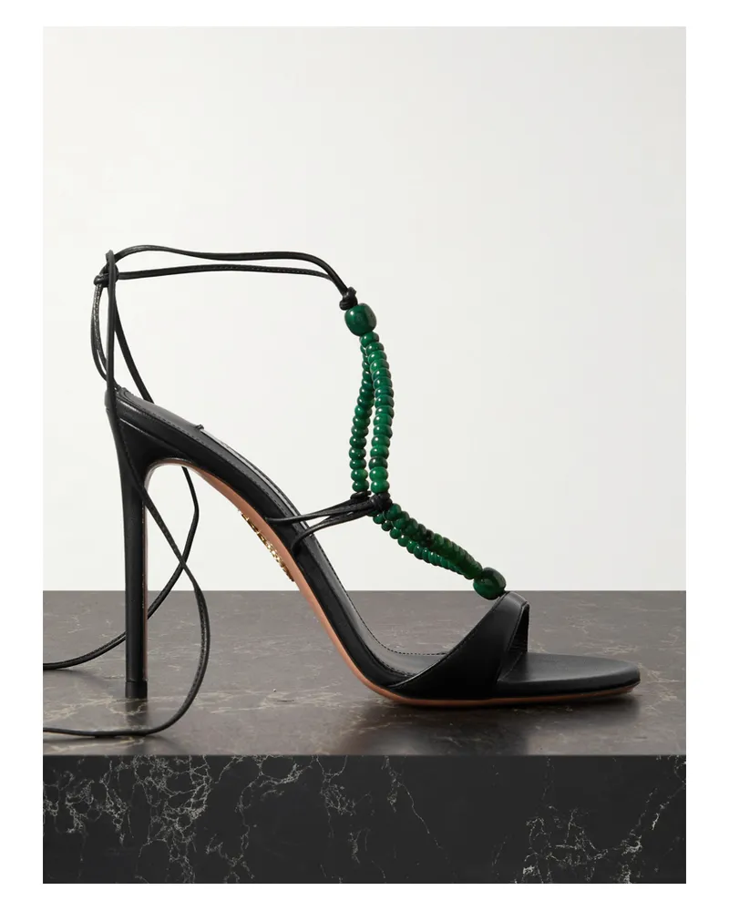 Aquazzura Amalfi 105 Sandalen Aus Leder Mit Zierperlen - Schwarz Schwarz
