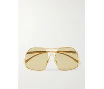 Goldfarbene Sonnenbrille Mit Eckigem Rahmen