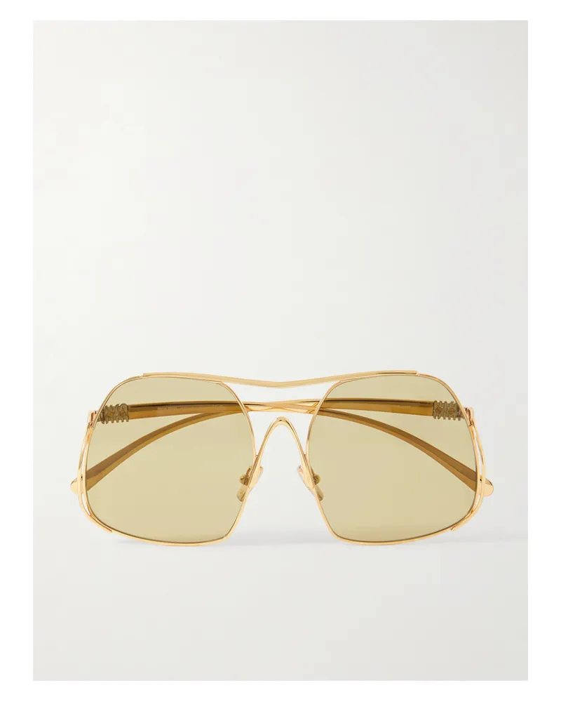 Miu Miu Goldfarbene Sonnenbrille Mit Eckigem Rahmen Gold