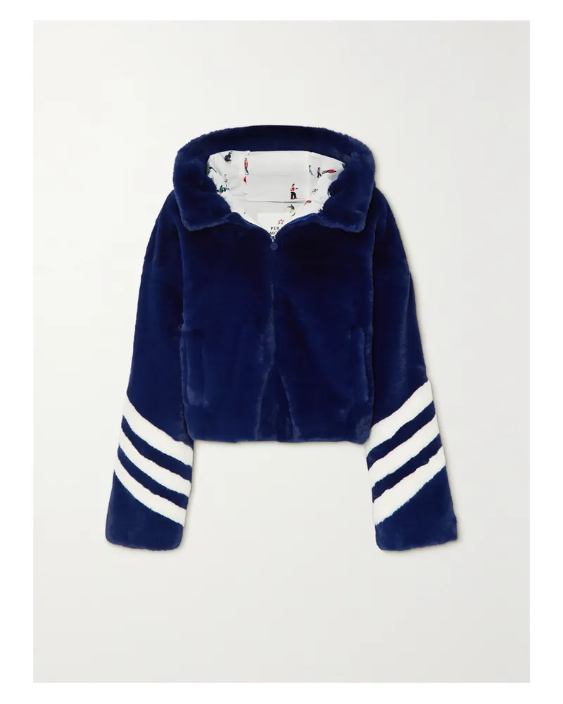Perfect Moment Noelle Kapuzenjacke Aus Faux Fur Mit Streifen - Blau Blau