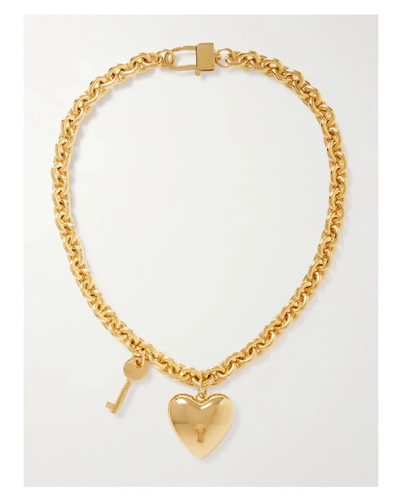 Martha Calvo Heart Lock And Key Vergoldete Kette Gold