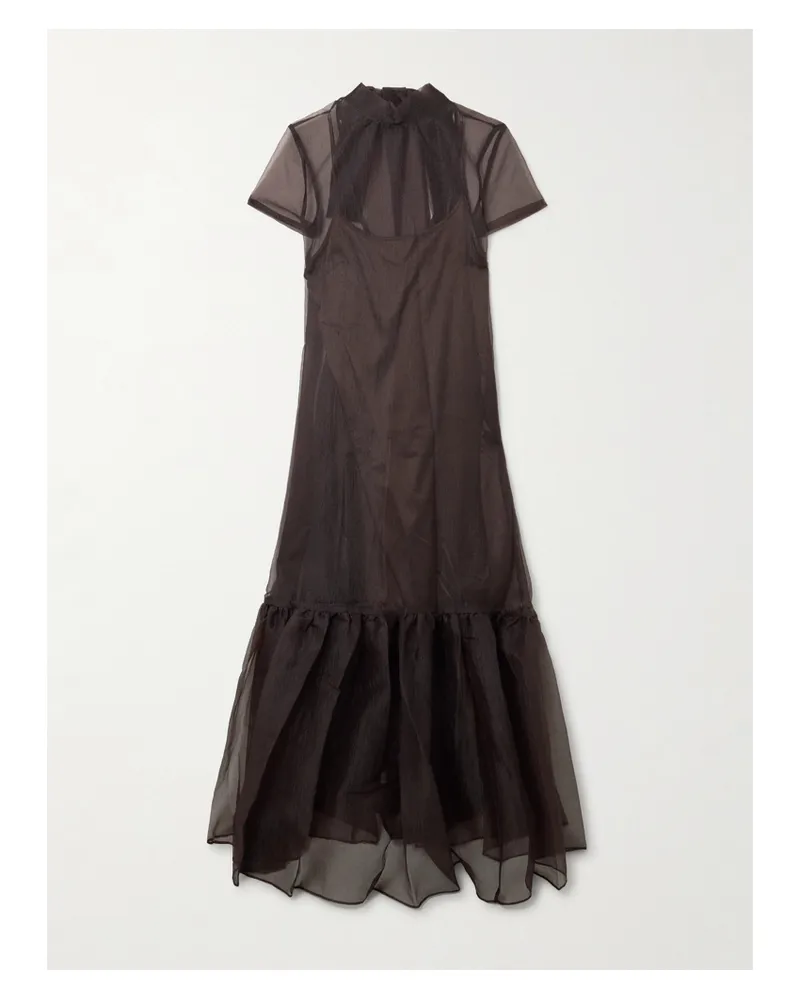 STAUD Calluna Maxikleid Aus Organza Mit Schluppe - Braun Braun