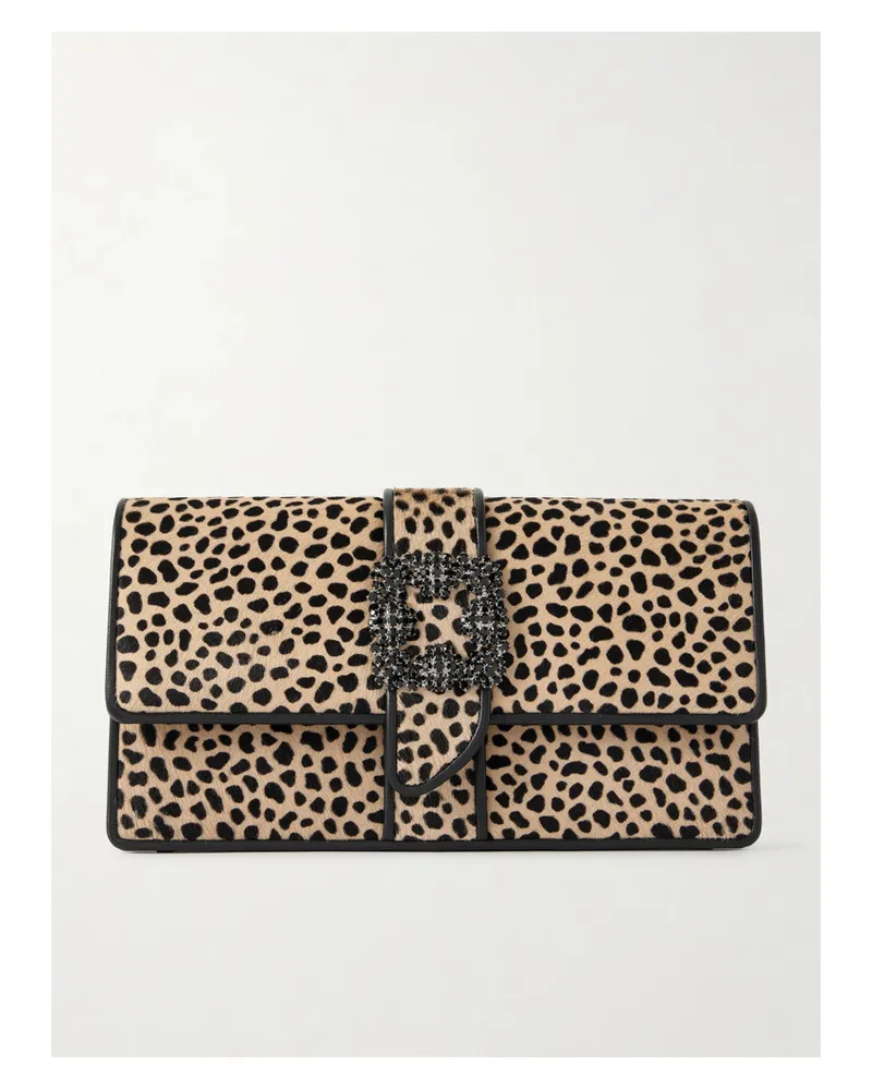 Manolo Blahnik Capri Leopard-print Calf Hair And Leather Clutch - Animal print Animal