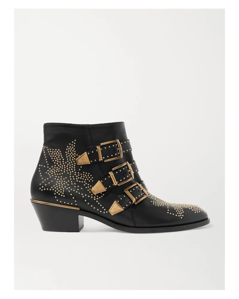 Chloé Susanna Studded Leather Ankle Boots - Black Black