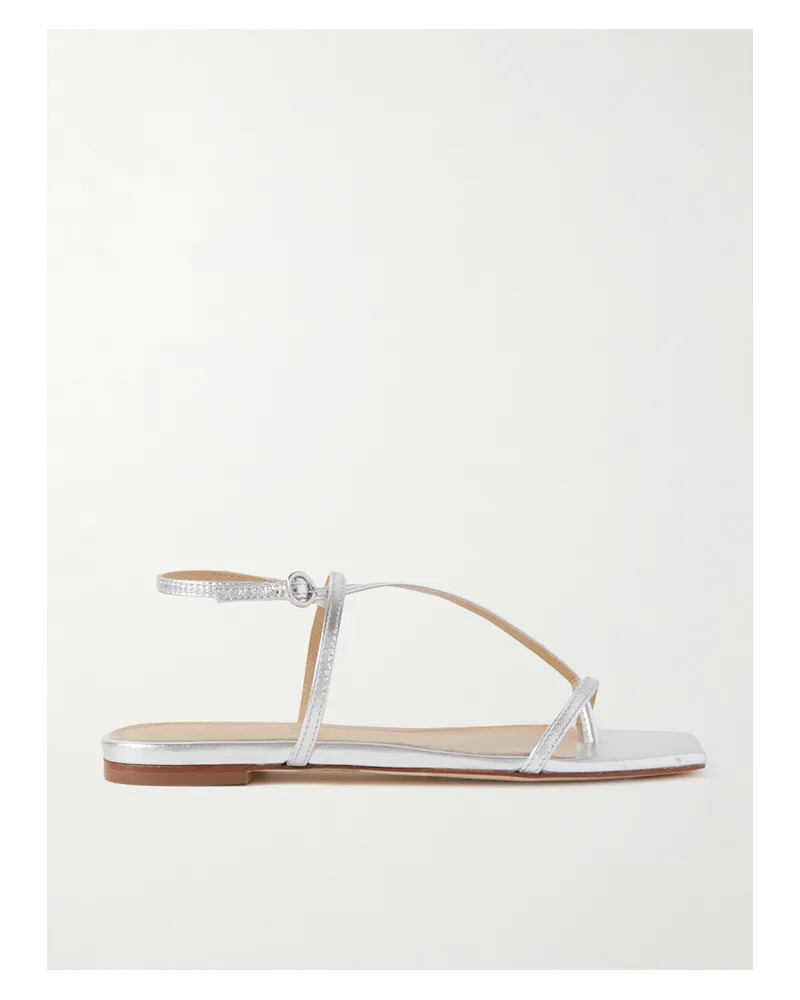 aeyde Ella Metallic Leather Sandals - Silver Silver