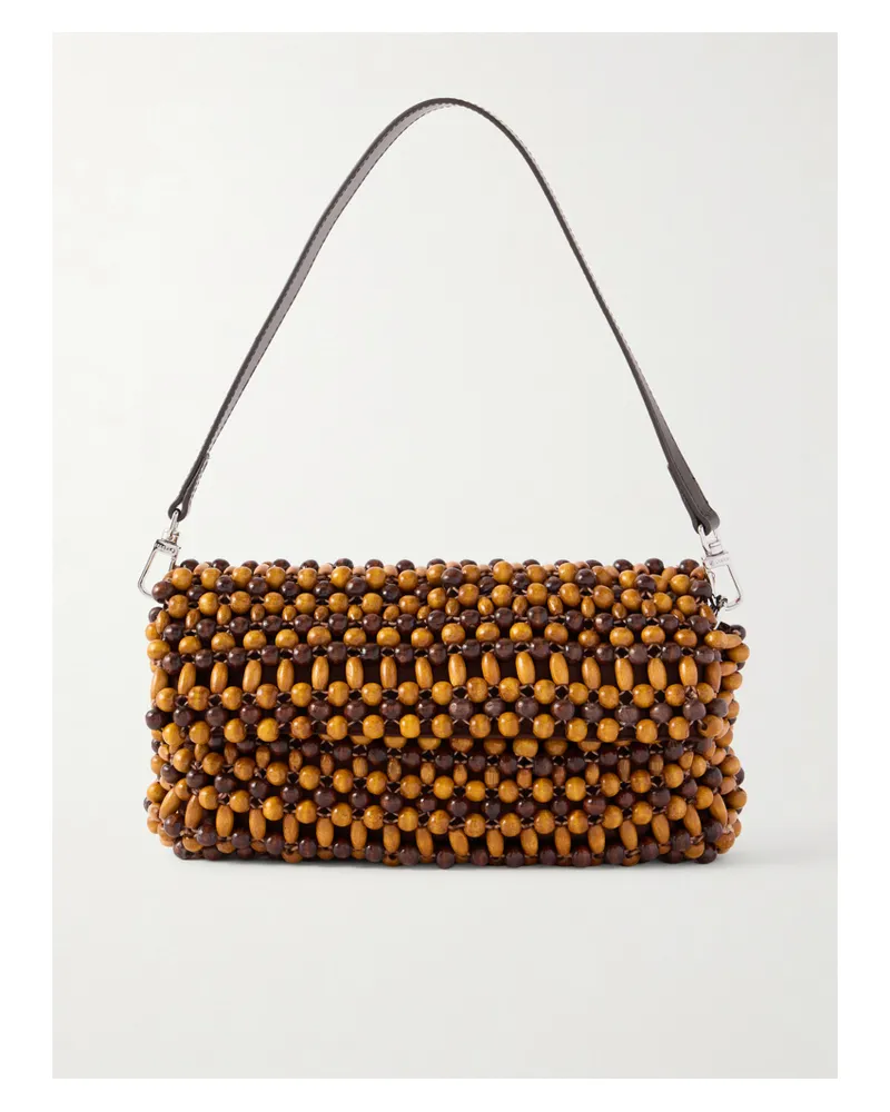 STAUD Timmy Wooden-beaded Shoulder Bag - Brown Brown