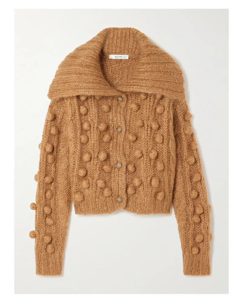 Frame Denim Bauble Pompom-embellished Mohair-blend Cardigan - Brown Brown