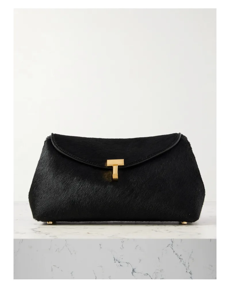 Totême T-lock Mini Calf Hair Clutch - Black Black