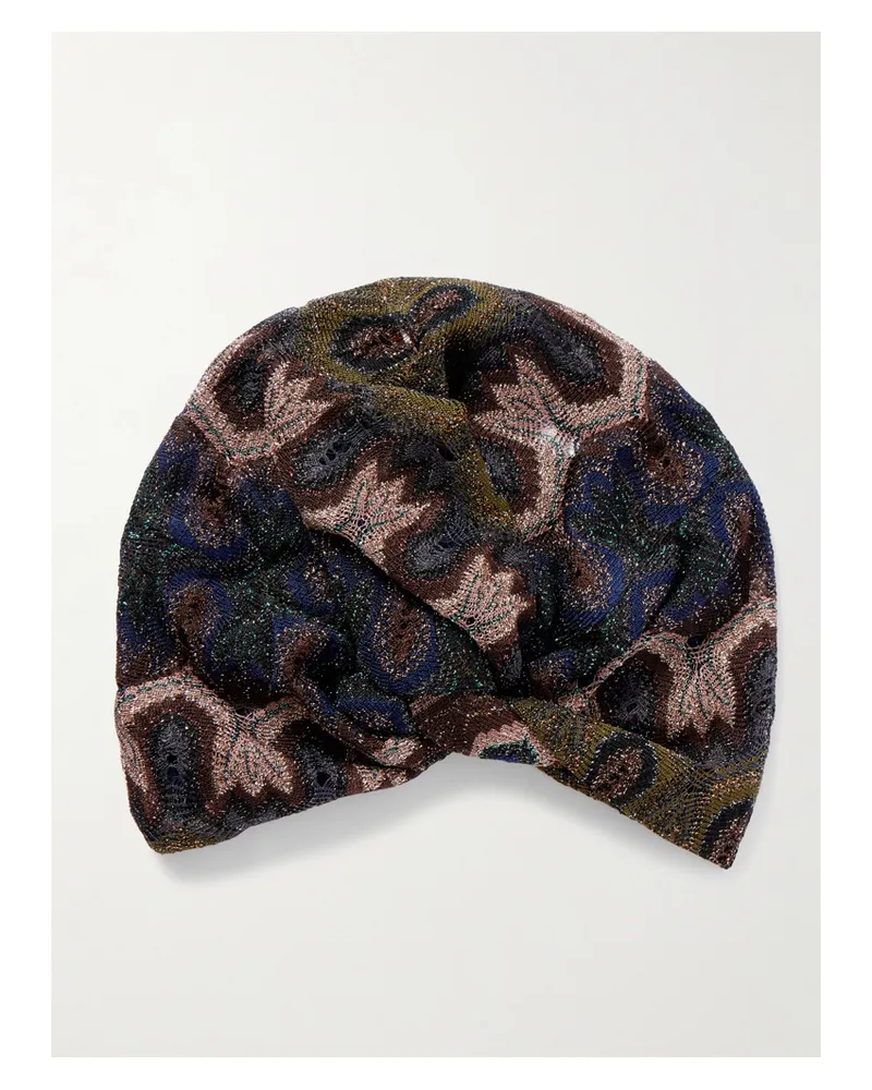 Missoni Metallic Crochet-knit Turban - Brown Brown