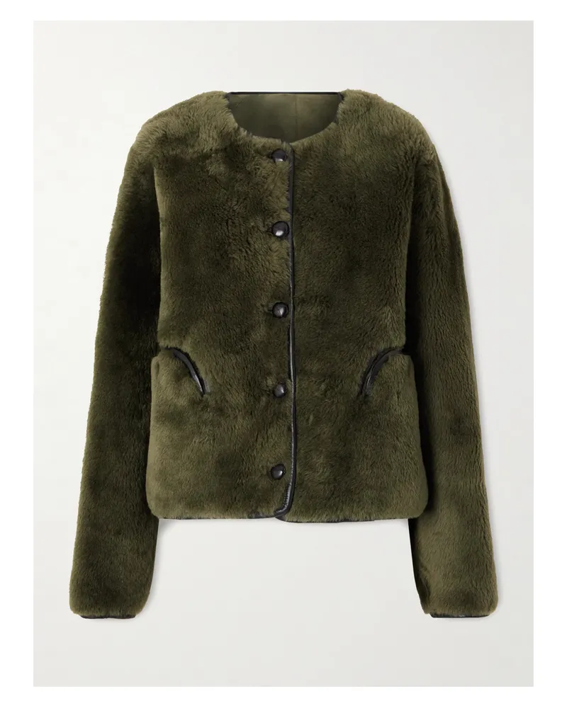 Blazé Milano Tatoosh Gliss Wendbare Jacke Aus Shearling Mit Lederbesätzen - Grün Grün