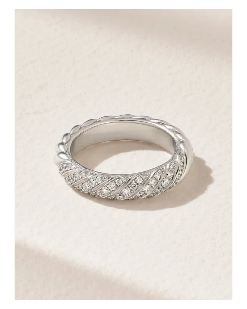 David Yurman Sculpted Cable Ring Aus 18 Karat Weißgold Mit Diamanten Gold