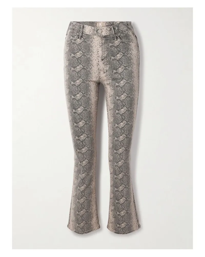 Mother The Hustler Verkürzte, Hoch Sitzende Schlagjeans Mit Schlangenprint - Neutral Neutral