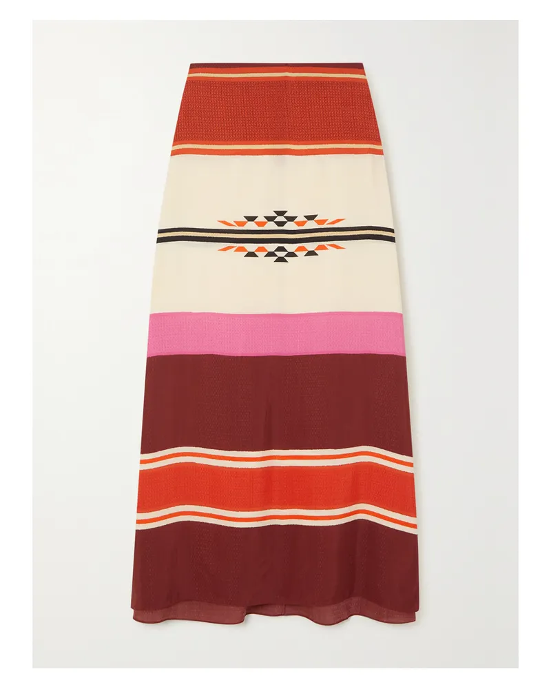 Johanna Ortiz Net Sustain Balneario Andino Maxirock Aus Bedrucktem, Glänzendem Jacquard - Rot Rot