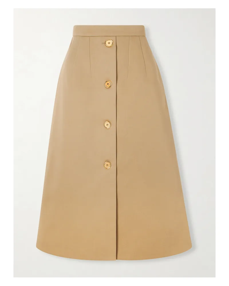 Patou Cotton-twill Midi Skirt - Neutrals Neutrals